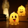 Halloween mignon fantôme veilleuse LED bougie électronique fête déco ambiance lampe - Petite lampe fantôme à lumière chaude avec yeux noirs et langue tirée