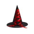 Halloween black witch hat with red ribbon lacing oxford cloth party costume accessory - Red Oxford Cloth Ribbon Hat