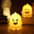 Joli mignon fantôme LED veilleuse bougie électronique décoration de fête pour Halloween. - Lampe fantôme à lumière chaude avec sourcils levés