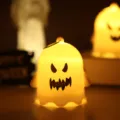 Mignon Halloween fantôme veilleuse LED bougie électronique décoration fête ornement - Lampe fantôme effrayante à lumière chaude