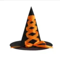 Black Halloween witch hat with orange ribbon, classic festive party costume accessory. - Orange Oxford Cloth Ribbon Hat