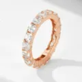 Rose gold full eternity ring featuring sparkling cushion-cut cubic zirconia stones, fine detail view. - Rose Gold Accent Ring 2