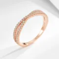 Exquisite rose gold twisted pave ring detailed close-up, sparkling cubic zirconia details - Rose Gold Accent Ring 1#