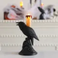 Halloween Krähe Totenkopf LED Kerzenhalter gruselige gotische Tischdeko elektronische Lampe. - Orange