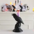 Halloween gotische Krähe Totenkopf LED Kerzenhalter Ornament, gruselige elektronische Kerze Licht. - Lila