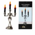 Halloween skeleton candle holder LED electronic candlestick scary party decoration prop for home - Red 3-Arm Candelabra