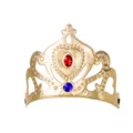 Kids gold fabric crown party headband with red blue gems for birthday celebration role play. - One Size / Queen Crown / Gold