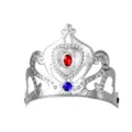Kids silver princess crown tiara with red and blue gems for birthday party costume dress up. - One Size / Queen Crown / Silver