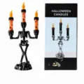 Halloween skeleton candelabra LED electronic candle lamp skull ornament festival party decor. - Orange 3-Arm Candelabra