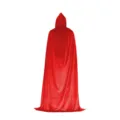 Red Velvet Hooded Cloak Long Cape for Halloween Costume Party Cosplay Event Apparel Red - 130cm / Red