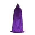 Purple Velvet Hooded Cloak Halloween Costume Party Long Cape for Adults Dress Up Item - 130cm / Purple