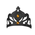 Black fabric crown party headband with amber rhinestones for kids birthday and celebration events. - One Size / Queen Crown / Black