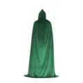 Green velvet hooded cloak for Halloween party costume, elegant medieval cosplay cape dress. - 130cm / Green