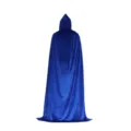 Royal blue velvet hooded cloak, long cape costume for Halloween party and cosplay events. - 130cm / Blue