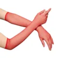 Red rhinestone fishnet gloves long party mesh sleeves sexy nightclub arm warmers sparkle - Red Rhinestone Long Gloves / Red