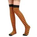 Halloween gestreifte Overknee Socken, elastische Schenkelstrümpfe für Damen Party. - Orange gestreifte Socken in OPP-Verpackung