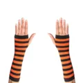 Halloween gestreifte Armwärmer, orange und schwarze fingerlose Handschuhe für Kostüm. - Orange gestreifte Handschuhe in OPP-Verpackung
