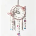 Pink crystal butterfly suncatcher dreamcatcher wall hanging crystal decor for indoor decor - 11x30cm / Pink