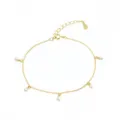 Bracelet perle d'or en argent sterling chaîne délicate bijoux de poignet élégante pour femme - Argent 925 / Or blanc