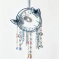 Blue crystal suncatcher butterfly dreamcatcher hanging ornament for indoor wall decoration - 11x30cm / Blue