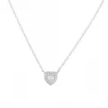Silberne Herz Anhänger Halskette für Damen, elegante 925er Silber Kette mit funkelnden Zirkonia. - Herz-Stil / 925er Silber / Weißgold