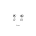 S925 Silber Herz Zirkon Schraube Knorpel Ohrringe 2mm Mini Piercing Schmuck Damen - 2.0mm / Weißgold