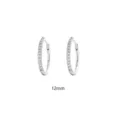S925 Silber Pave Diamant Creolen 12mm minimalistische Luxus kleine Huggie Ohrringe für Damen - Platin (12mm)