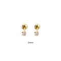 2mm Gold S925 Silber Herz Zirkon Schraubverschluss Ohrringe Zarte Knorpel Piercing Schmuck - 2.0mm / Gold