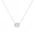 Silberne ovale Halo-Anhänger Halskette, minimalistische S925 Kette für elegante Outfits. - Ovaler Stil / 925er Silber / Weißgold