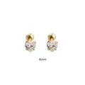 4mm herz zirkonia ohrstecker gold plattiert s925 silber schraubverschluss ohrknorpel piercing - 4mm / Gold