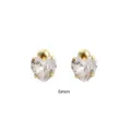Goldene S925 Silber Herz Zirkonia Schraubverschluss Ohrstecker 6mm Damen Schmuck Geschenke - 6mm / Gold