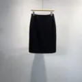 Black wool blend pencil skirt high waist elegant autumn winter professional midi skirt - L / Black (30% Cashmere)