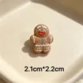 Cute Christmas gingerbread man brooch resin pin holiday party accessory decorative fashion charm 2.1cm - Sugar Gingerbread Man Style 5
