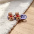 Cute Christmas gingerbread hair clip sweet cartoon hair accessory for women and girls - Purple Red Collar Gingerbread Man Hair Clip