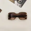Gafas de sol cuadradas de moda para hombres y mujeres, lentes degradadas con detalles metálicos. - Marrón Té Transparente