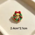 Cute Christmas wreath resin brooch badge, mini size 2.4x2.1cm, perfect holiday accessory. - Red Bow Christmas Wreath Style 15