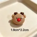 Close-up detail shot of cute cartoon reindeer Christmas brooch accessory with red nose. - Red Nose Big Antler Elk Style 25