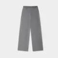 Women's grey corduroy wide-leg casual pants, high waist straight trousers for autumn daily wear. - Grey Wide-Leg Pants