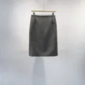 Grey herringbone wool pencil skirt, stylish slim-fit high-waisted autumn winter midi skirt. - L / Herringbone Premium Grey