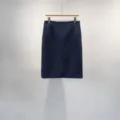 Dark blue herringbone wool pencil skirt, high waist slim fit winter skirt for women. - L / Herringbone Prussian Blue