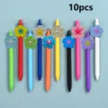 10pcs colorful gel pens set with cute silicone flower charms student writing stationery supplies - Style 1 / 10 Pieces/Pack