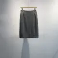 Grey wool tweed pencil skirt, high waist slim fit midi skirt for women autumn and winter. - M / Snowflake Grey