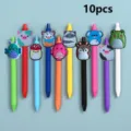 10 Pcs Stylos Gel Silicone Motif Dresseur Dessin Anime Jouet Peluche Kawaii Ecolier - Style 1 / Lot de 10 Pièces