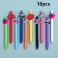 10 Stk. bunte Gelstifte Set mit süßen Hut Silikon-Anhänger, ideal für Schüler und Schreiben. - 10 Stk. Set (Mehrfarbig)