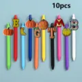 10st gekleurde gelpennen set met schattige Thanksgiving Halloween pompoen letter bedels voor kids - Stijl 1 / 10 Stuks/Verpakking