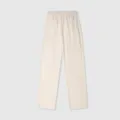 Beige pleated casual trousers for women, elastic waist straight leg draped pants for autumn daily wear. - S/34 / Beige