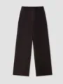 Women brown corduroy trousers, high waist casual loose straight pants for autumn season. - L/38 / Floor-Length Trousers Black