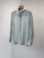 Light blue translucent acetate organza long sleeve shirt for women, loose sunscreen blouse. - S / Mist Blue