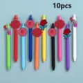 10st gekleurde gelpennen set met schattige roos en hand bedels voor kantoor school cadeau - Roos Bloem Patch Stijl / 10 Stuks/Verpakking
