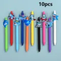 10pcs colorful gel pens set with cute cartoon shark and dolphin charms for writing. - Style 1 / 10 Piece Set